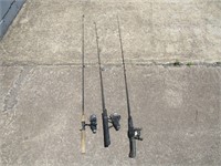 3 Fishing poles - Rods & Reels