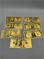 24K Gold Layered Bill Set $1 to 100