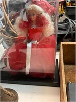 Display Case with Holiday Barbie Doll