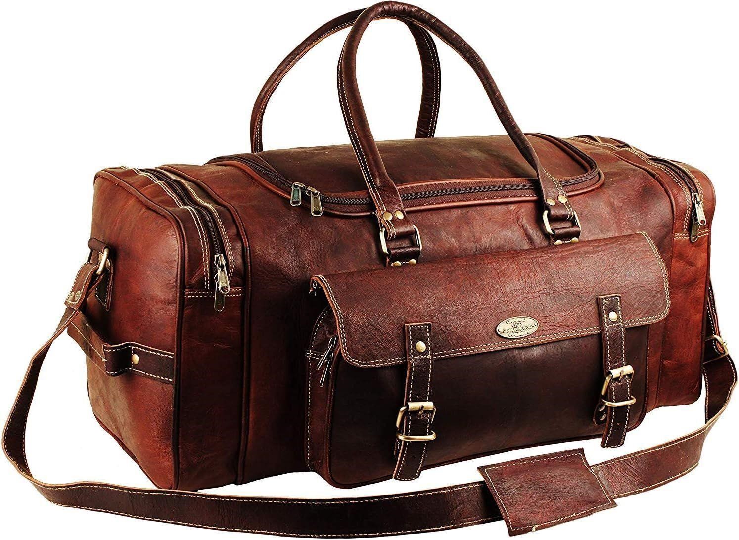 $116 Leather Travel Bag(Brown 24 inch)