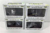 (4) Collector safe puck & card set wood base