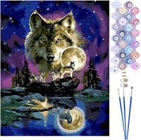 Wolf Paint by Numbers Kit 16*20 Inch