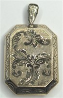 Vintage Engraved Sterling Gold Tone Locket