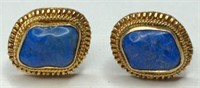 Sterling Gold Tone Blue Lapis Earrings