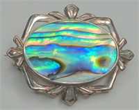 Vintage Sterling Silver Abalone Brooch