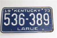1973 Larue County Kentucky License Plate
