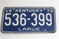 1973 Larue County Kentucky License Plate