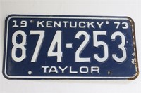 1973 Taylor County Kentucky License Plate