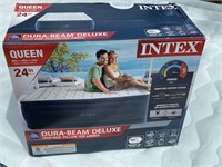 E1) INTEX High Rise Queen Dura Beam Air bed - With