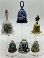 (6) Collectible Brass and Porcelain Bells