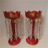 Antique cranberry glass Lusters