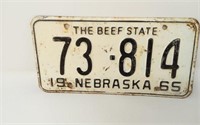 1965 Nebraska License Plate - The Beef State