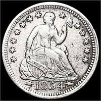 1854 Arws Seated Liberty Half Dime CLOSELY