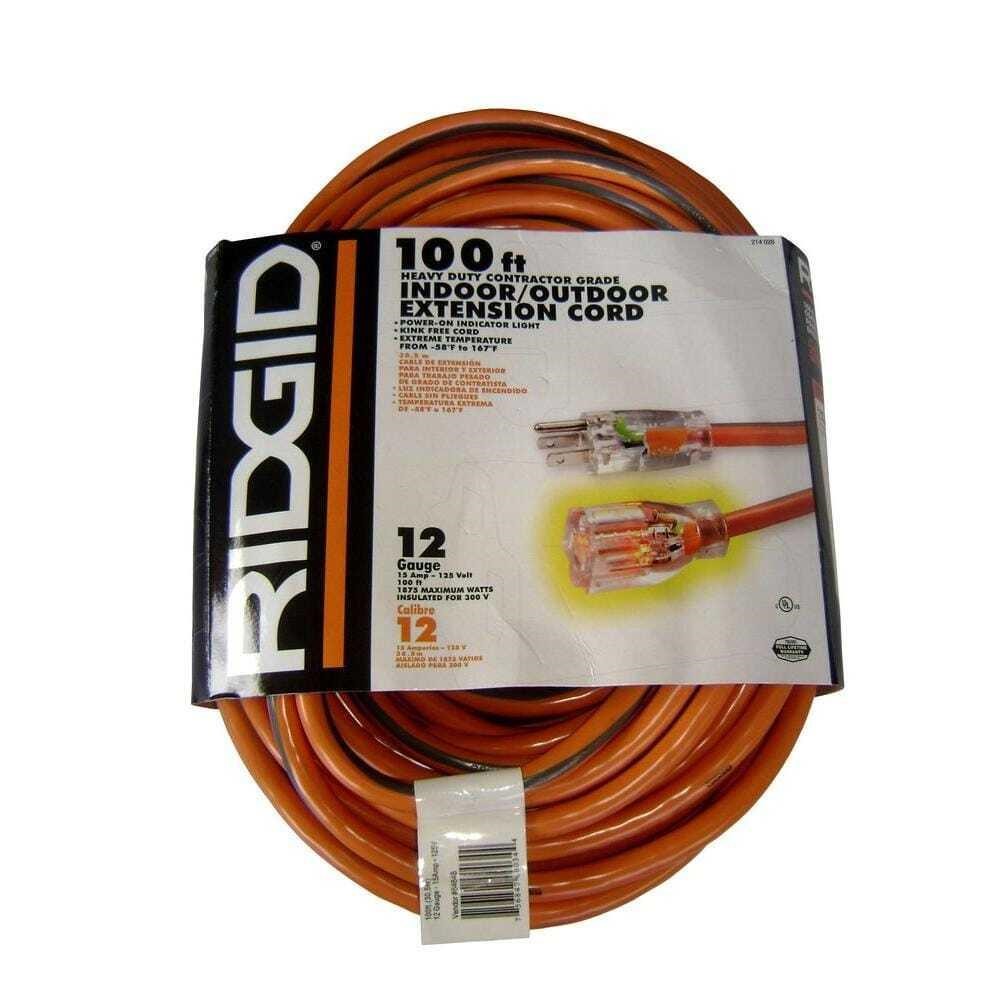 RIDGID 100 Ft. 12/3 Heavy-Duty Extension Cord