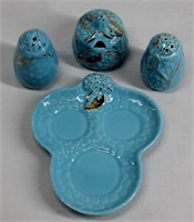 Wade Golden Turquoise Porcelain Condiment Set