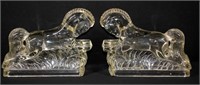 Pair Antique Horse Leaded Glass Bookends