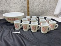 Tom & Jerry Bowl & 12 Mugs