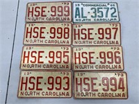 Group of Vintage North Carolina License Plates