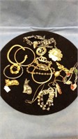 Tray lot of costume jewelry including necklaces,