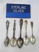 5pc Vintage Canada Sterling Silver Souvenir Spoons
