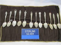 12pc Vintage Sterling Silver Collector Spoons