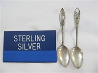 2pc Yellowstone Sterling Silver Souvenir Spoons