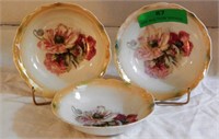 3 small flower China bowls 5.25"