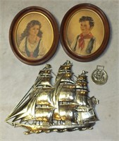 SAILBOAT WALL HANGING & 2 PORTRAITS