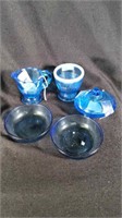 5 Piece Minature Fenton Blue Glassware
