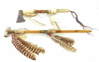 Native American Style Battle Ax & Smoking Pipe