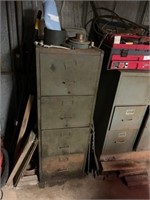 GREEN FILE CABINET WITH METAL PARTS