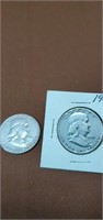 Grouping of 2 1951 silver Franklin half dollars
