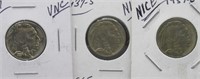 (3) Buffalo Nickels. Dates: 1937 UNC, 1937-S