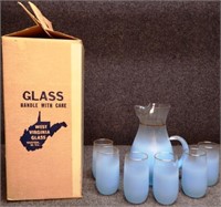 West Virginia Glass Water Pitcher & Glass Set
