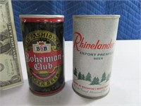 (2) RHINELANDER & BOHEMIAN FlatTop Steel Beer Cans