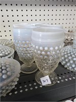 Moonstone hobnail glasses