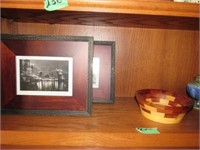 Framed Prints- Wooden Bowl- Misc Pottery Vases