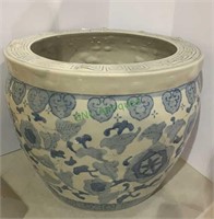 Large blue and white Chinese ceramic flower pot,