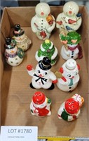 5 CERAMIC CHRISTMAS SNOWMEN S/P SHAKER SETS