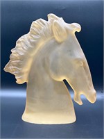 Mid Century Modern Frosted Glass Horse Head