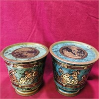 Pair Of Vintage Tin Containers