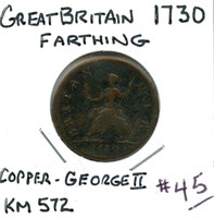 Great Britain 1730 Farthing (Copper)