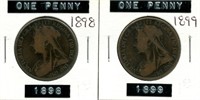 Great Britain Pair of 1898-1899 Large Pennies