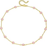 18k Gold-pl .65ct Pink Turquoise Choker Necklace