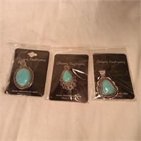 3 Pc Turquoise Pendants