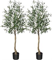 CROSOFMI Artificial Olive Tree Plant 4 Feet - 2 pk