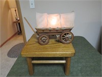Stool  and chuck wagon lamp