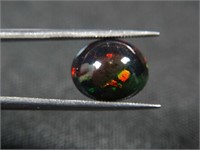 Certified 3.15Cts Cabochon Natural Black Opal