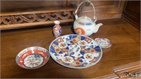 Oriental Plate, Bowl, Sm Vase, Teapot