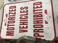 Motorized Vehicles Prohibited Metal SIgn